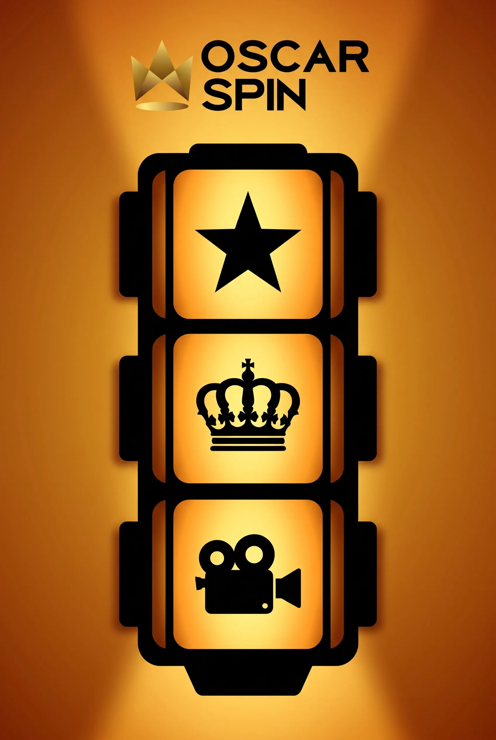 Goldene OscarSpin-Illustration mit Symbolen eines Spielautomaten